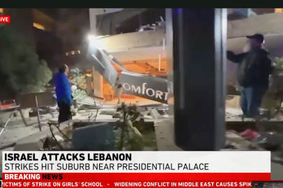 İsrail güçleri Lübnan'ın Hazmieh kentinde bir oteli bombaladı