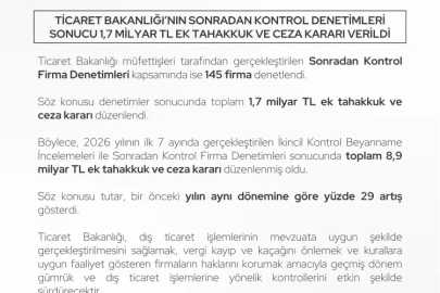 Ticaret Bakanlığı'ndan 7 ayda 8,9 milyar TL’lik ek tahakkuk ve ceza